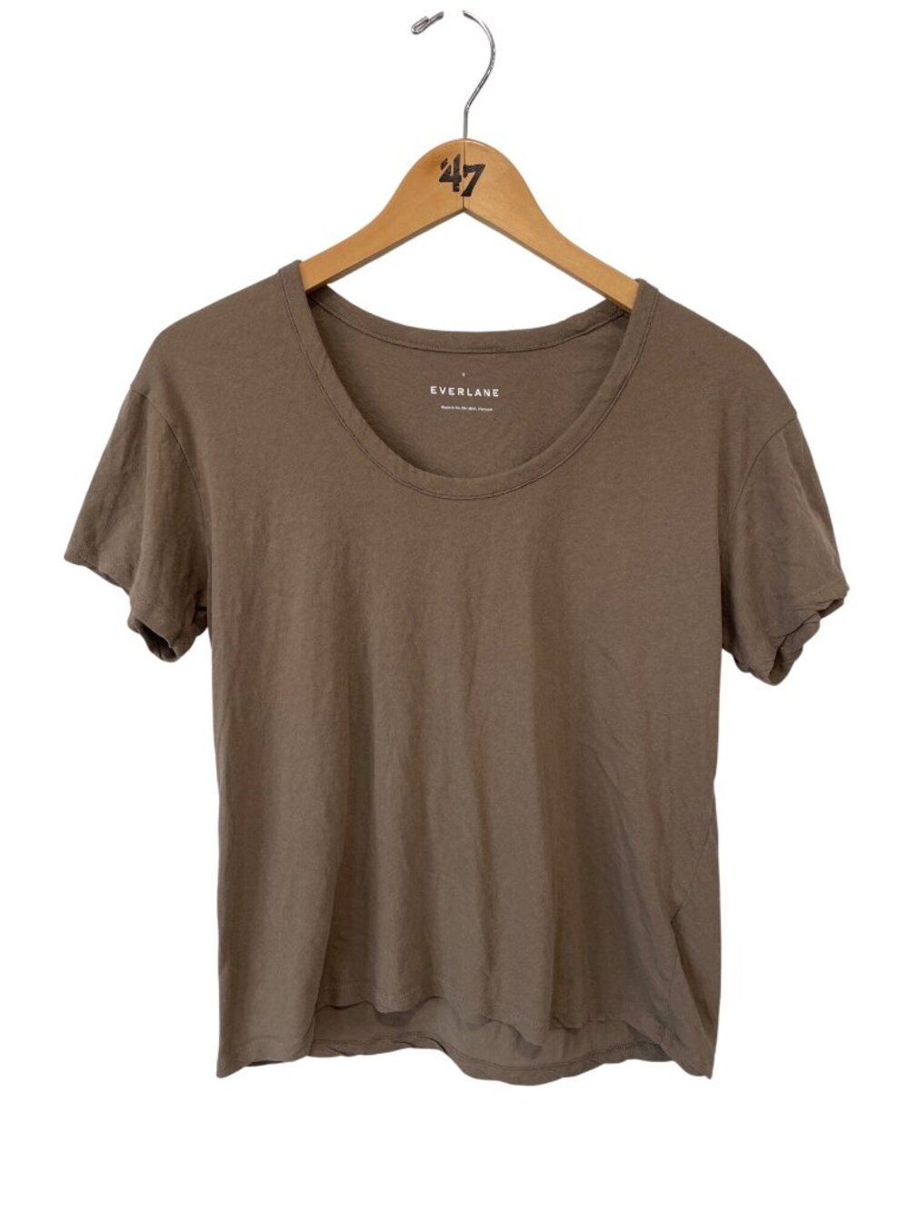 Everlane T-Shirt Small Scoop Neck Short Sleeve Tee Shirt Cotton Brown Neutral